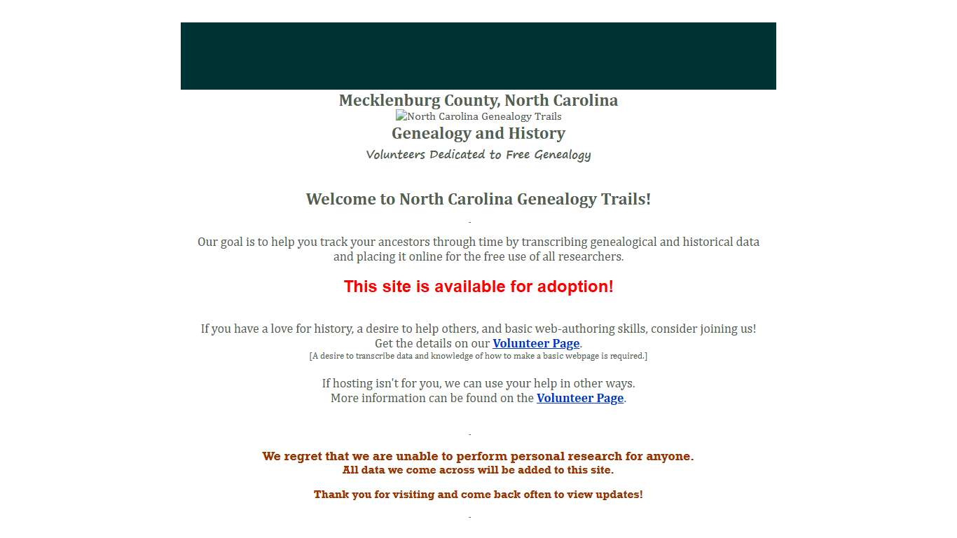 Family researching in Mecklenburg County, North Carolina